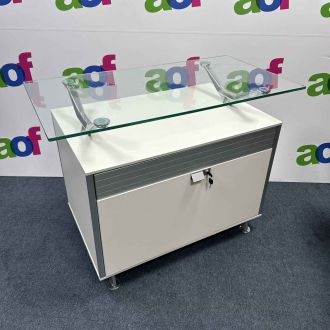 Second Hand White Side Filer with Glass Top