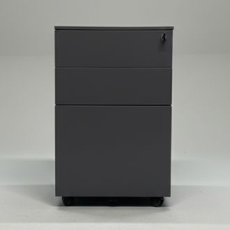 Used Graphite 3 Drawer Mobile Pedestal - Front