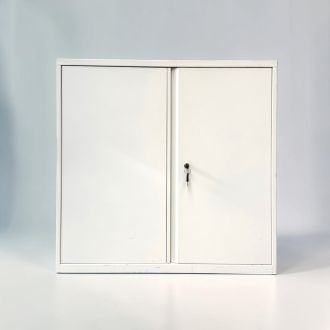 Second Hand Metal Office Cupboard – White - Front