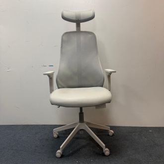 Used Mesh Back Office Chair - Grey Vinyl Seat - Front