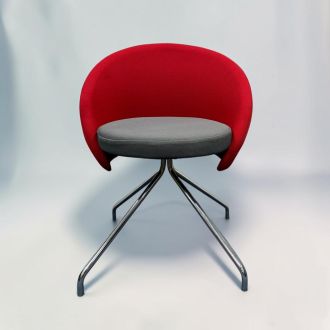 Second Hand Fabric Lobby Chair - Red & Grey