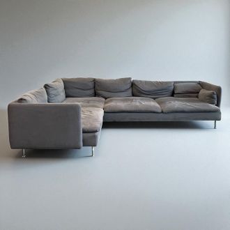 Used Grey Fabric L-Shaped Sofa - Side
