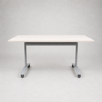 Used White Flip Top Table - Silver Frame - Front