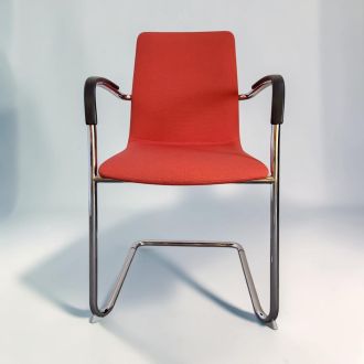 Second Hand Burnt Orange Fabric Cantilever Meeting Chair - Front