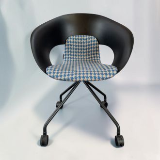 Second Hand Skandiform Meeting Chair – Blue Patterned Fabric & Black - Front