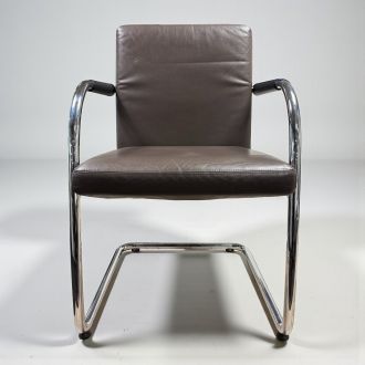 Used Vitra Dark Brown Leather Meeting Chair - Front