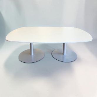 Second Hand Bene Meeting Table – White Top & Silver Base - Side