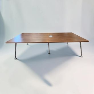 Second Hand Large Meeting Table – Dark Walnut & Chrome Legs - Front