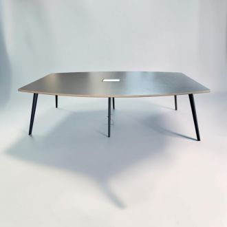 Second Hand Dark Grey Meeting Table with Black Legs - Front