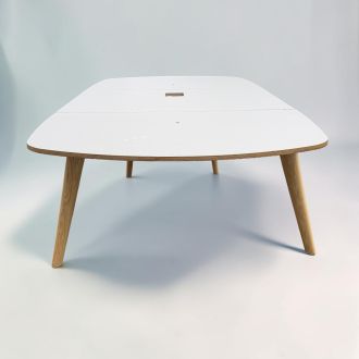 Second Hand Boardroom Meeting Table – Light Grey & Oak - Front