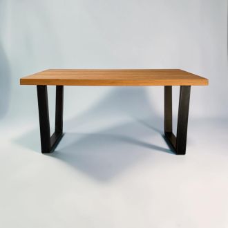 Second Hand Oak Meeting Table – Black Loop Legs - Front
