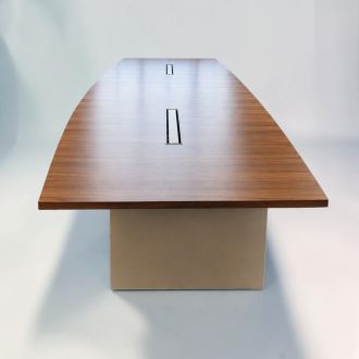 Second Hand Large Meeting Table – Dark Walnut & Grey Base - Side