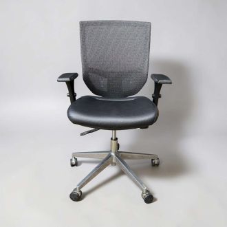 Used Black Mesh Back Office Chair - Leather Seat - Front