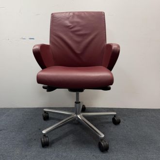 Used Red Faux Leather Office Chair - Front