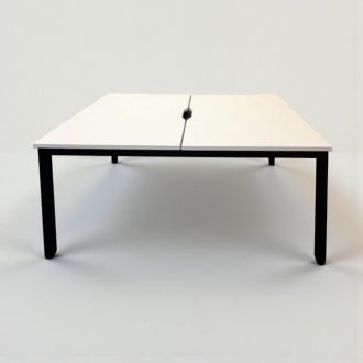 Used Elite 2 Person White Bench Desk - Angled
