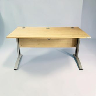 Second Hand Beech Office Desk – Silver Cantilever Frame - Front