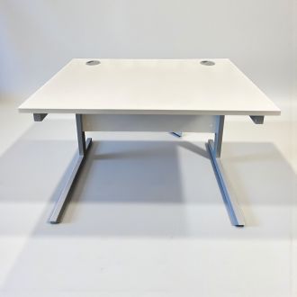 Used White Office Desk - Cantilever Frame