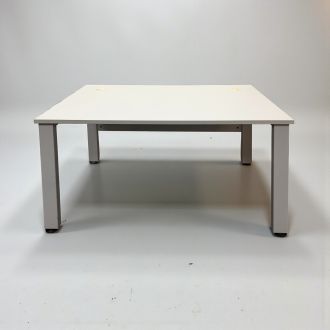 Used White Bench Desk - Goal Post Legs