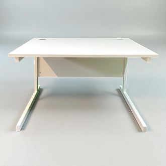Used White Office Desk - White Cantilever Frame