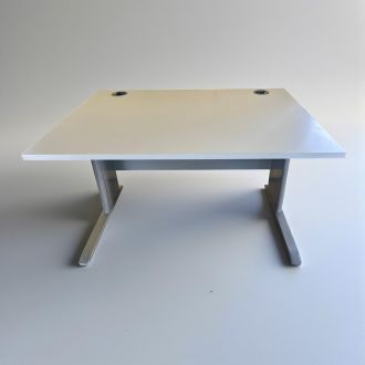Used White Desk - Silver Cable Managed Legs