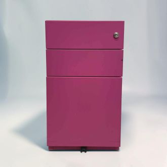Second Hand Bisley Note 3 Drawer Pedestal - Fuchsia