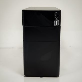 Used Black 3 Drawer Mobile Pedestal - Front