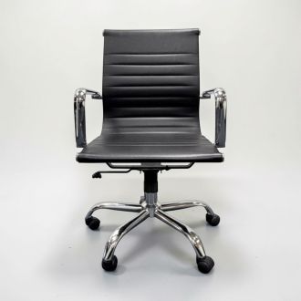 Used Black Ribbed Back Office Chair - Front