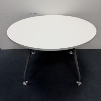 Used Round White Meeting Table - Grey Legs