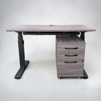 Used Royal Oak Sit/Stand Desk & Pedestal Set