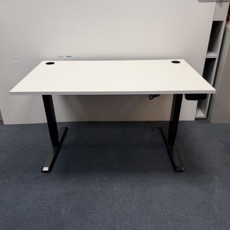 Used White Sit Stand Desk - Black Legs - Front