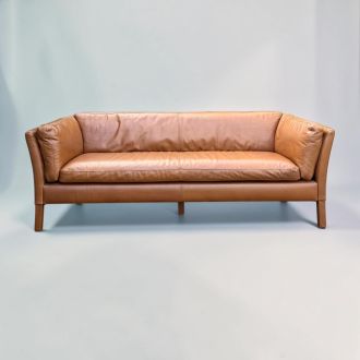 Second Hand 3 Seater Leather Sofa – Tan Brown - Front