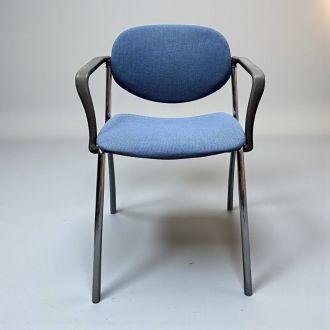 Used Blue Fabric Stacking Chair - Front
