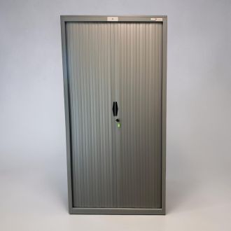 Second Hand Flexiform Silver Tambour Cupboard  - Front