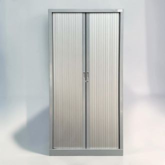 Second Hand Tambour Cupboard – Light Grey - Front