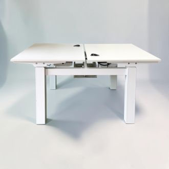 Second Hand Twin Sit Stand Desk – White Frame - Front