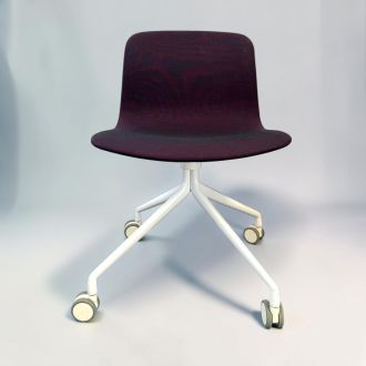 Second Hand Purple Fabric Meeting Chair – White Frame - Front