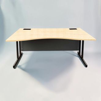 Second Hand Beech Wave Desk – Black Cantilever Legs - Front