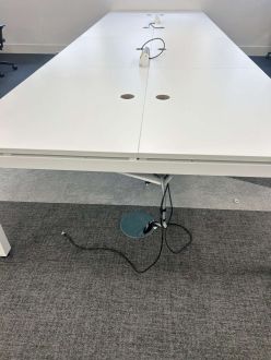 Used White Bench Desks - White Legs