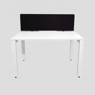 Used White Bench Desk & Screen - Front
