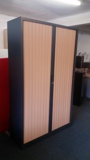 Used Graphite Tambour Cupboard