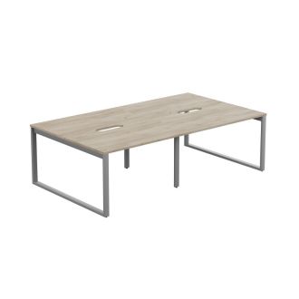 Unite 4 Person Bench Desk - Square Legs-Grey Craft Oak