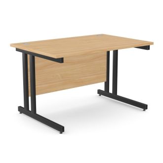 Unite Plus Beech Office Desk - Black Twin Cantilever Frame