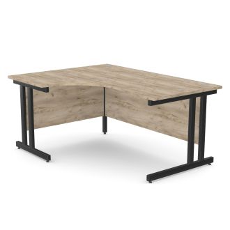 Unite Corner Desk - Cantilever Frame - Grey Craft Oak