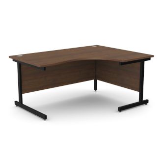 Unite Walnut Corner Desk - Black Cantilever Frame