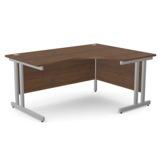 Unite Walnut Corner Desk - Twin Cantilever Frame in Silver
