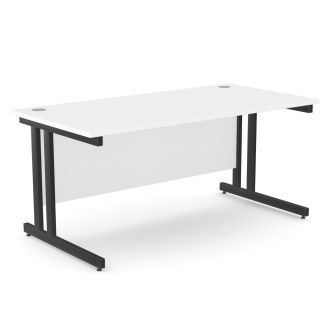 Unite Plus Large White Desk - Black Twin Cantilever Frame