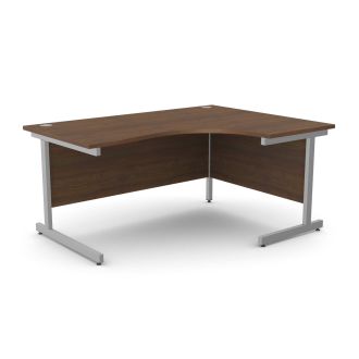 Unite Walnut Corner Desk - Silver Cantilever Frame
