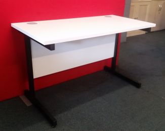 Ex Display Unite White Desk - Black Cantilever Frame