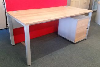 Second Hand Cherry Bench Desk & Pedestal Set