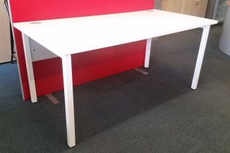 Second Hand White 2 Person Bench Desk - Goal Post Legs